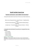 South Carolina Funeral Law Exam Questions and Answers&vert; Latest Update&vert; Pass Guaranteed