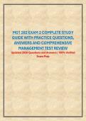 MGT 202 EXAM 2 COMPLETE STUDY GUIDE WITH PRACTICE QUESTIONS&comma; ANSWERS AND COMPREHENSIVE MANAGEMENT TEST REVIEW