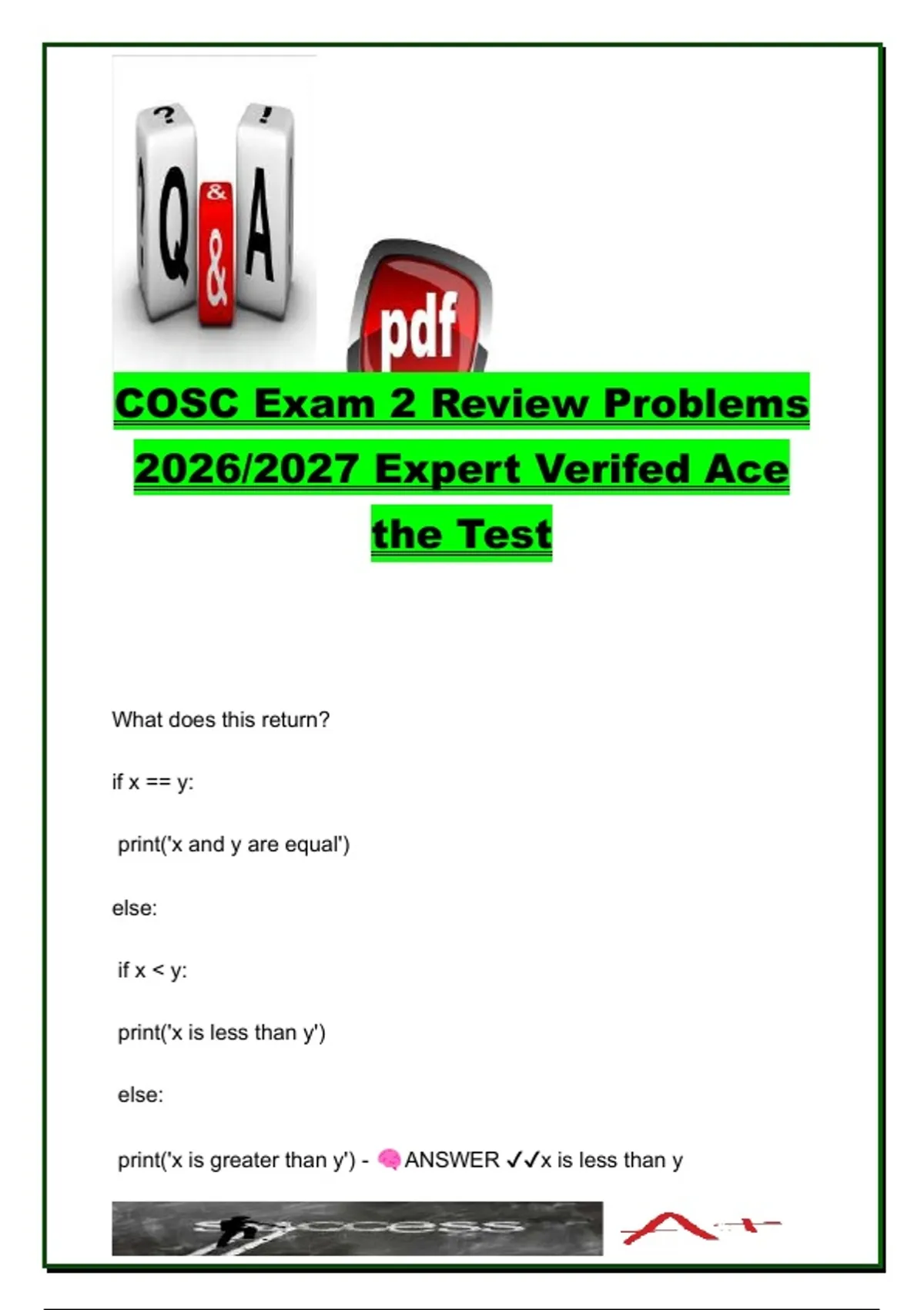 Things In Python COSC Exam 2 Review 2026/2027 | 35+ Python Questions & Answers ...