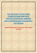 MGT 420 EXAM 1 STUDY GUIDE COMPLETE EXAM PREP WITH PRACTICE QUESTIONS&comma; ANSWERS AND COMPREHENSIVE MANAGEMENT TEST REVIEW