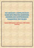 MGT 605 EXAM 1 COMPLETE STUDY GUIDE WITH PRACTICE QUESTIONS&comma; ANSWERS AND COMPREHENSIVE MANAGEMENT TEST REVIEW