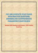 MGT 496 COMPLETE STUDY GUIDE WITH PRACTICE QUESTIONS&comma; ANSWERS AND COMPREHENSIVE MANAGEMENT EXAM REVIEW