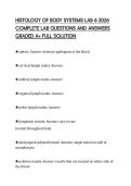 HISTOLOGY OF BODY SYSTEMS LAB 6 2026&NewLine;COMPLETE LAB QUESTIONS AND ANSWERS&NewLine;GRADED A&plus; FULL SOLUTION&NewLine;