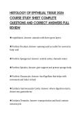 HISTOLOGY OF EPITHELIAL TISSUE 2026&NewLine;COURSE STUDY SHEET COMPLETE&NewLine;QUESTIONS AND CORRECT ANSWERS FULL&NewLine;REVIEW