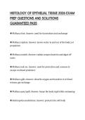 HISTOLOGY OF EPITHELIAL TISSUE 2026 EXAM&NewLine;PREP QUESTIONS AND SOLUTIONS&NewLine;GUARANTEED PASS&NewLine;