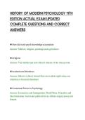 HISTORY OF MODERN PSYCHOLOGY 11TH&NewLine;EDITION ACTUAL EXAM UPDATED&NewLine;COMPLETE QUESTIONS AND CORRECT&NewLine;ANSWERS&NewLine;