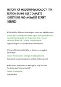 HISTORY OF MODERN PSYCHOLOGY 11TH&NewLine;EDITION EXAMS SET COMPLETE&NewLine;QUESTIONS AND ANSWERS EXPERT&NewLine;VERIFIED