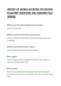 HISTORY OF WORLD SOCIETIES 11TH EDITION&NewLine;EXAM PREP QUESTIONS AND ANSWERS FULLY&NewLine;VERIFIED&NewLine;