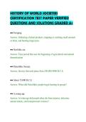 HISTORY OF WORLD SOCIETIES&NewLine;CERTIFICATION TEST PAPER VERIFIED&NewLine;QUESTIONS AND SOLUTIONS GRADED A&plus;