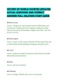 HISTORY OF WORLD SOCIETIES UPDATED&NewLine;ACTUAL QUESTIONS AND CORRECT&NewLine;ANSWERS FULL SOLUTION STUDY GUIDE&NewLine;