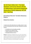 Nu 545 Pysio-Patho Unit 1 Test Bank &NewLine;Questions and Correct Answers Review &NewLine;on Inflammatory and Immune Responses &NewLine;&lpar;University of South Alabama&rpar;&sol; NU 545 &NewLine;Unit 1 Test Prep