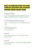 HMGT 3311 BUNDLED EXAMS TEST BANK&NewLine;COMPLETE QUESTIONS AND ACCURATE&NewLine;ANSWERS EXPERT REVIEW GUIDE&NewLine;