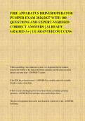 FIRE APPARATUS DRIVER&sol;OPERATOR &NewLine;PUMPER EXAM 2026&sol;2027 WITH 100 &NewLine;QUESTIONS AND EXPERT-VERIFIED &NewLine;CORRECT ANSWERS &vert; ALREADY &NewLine;GRADED A&plus; &vert; GUARANTEED SUCCESS