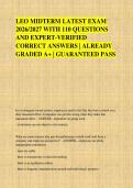 LEO MIDTERM LATEST EXAM &NewLine;2026&sol;2027 WITH 110 QUESTIONS &NewLine;AND EXPERT-VERIFIED &NewLine;CORRECT ANSWERS &vert; ALREADY &NewLine;GRADED A&plus; &vert; GUARANTEED PASS 