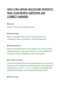 WGU C784 APPLIED HEALTHCARE STATISTICS&NewLine;FINAL EXAM REVIEW QUESTIONS AND&NewLine;CORRECT ANSWERS