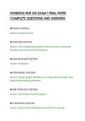 HONDROS NUR 150 EXAM 1 FINAL PAPER&NewLine;COMPLETE QUESTIONS AND ANSWERS&NewLine;
