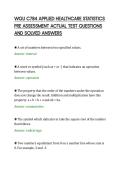 WGU C784 APPLIED HEALTHCARE STATISTICS&NewLine;PRE ASSESSMENT ACTUAL TEST QUESTIONS&NewLine;AND SOLVED ANSWERS