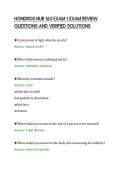 HONDROS NUR 163 EXAM 1 EXAM REVIEW&NewLine;QUESTIONS AND VERIFIED SOLUTIONS&NewLine;
