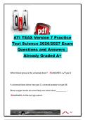 ATI TEAS 7 Science Practice Test 2026&sol;2027 &ndash; 40&plus; Questions & Answers &vert; Anatomy&comma; Biology&comma; Genetics&comma; Chemistry & Scientific Reasoning