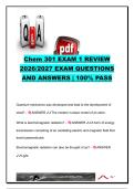 CHEM 301 Exam 1 Review 2026&sol;2027 &ndash; 65&plus; Questions & Answers &vert; Quantum Mechanics&comma; Electromagnetic Radiation&comma; Bohr Model & Atomic Orbitals