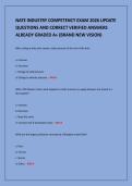 NATE INDUSTRY COMPETENCY EXAM 2026 UPDATE&NewLine;QUESTIONS AND CORRECT VERIFIED ANSWERS&NewLine;ALREADY GRADED A&plus; &lpar;BRAND NEW VISION&rpar;