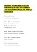 HONDROS NURSING NUR 150 EXAM 2&NewLine;COMPLETE QUESTIONS AND CORRECT&NewLine;ANSWERS UPDATED TEST BANK PREMIUM&NewLine;STUDY SHEET&NewLine;
