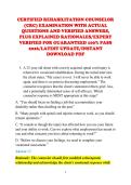 CERTIFIED REHABILITATION COUNSELOR &NewLine;&lpar;CRC&rpar; EXAMINATION WITH ACTUAL &NewLine;QUESTIONS AND VERIFIED ANSWERS&comma; &NewLine;PLUS EXPLAINED RATIONALES&sol;EXPERT &NewLine;VERIFIED FOR GUARANTEED 100&percnt; PASS &NewLine;2026&sol;LATEST UPDATE&sol;INSTANT &NewLine;DOWNLOAD PDF