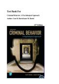 Test Bank for &lpar;Criminal Behavior&colon; A Psychological Approach&rpar;&comma; 12th Edition by Curt R&period; Bartol and Anne M&period; Barto&vert;2026&vert;LATEST EDITON