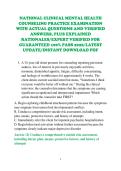 NATIONAL CLINICAL MENTAL HEALTH &NewLine;COUNSELING PRACTICE EXAMINATION &NewLine;WITH ACTUAL QUESTIONS AND VERIFIED &NewLine;ANSWERS&comma; PLUS EXPLAINED &NewLine;RATIONALES&sol;EXPERT VERIFIED FOR &NewLine;GUARANTEED 100&percnt; PASS 2026&sol;LATEST &NewLine;UPDATE&sol;INSTANT DOWNLOAD PDF
