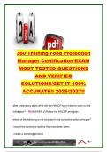 360 Training Food Protection Manager Certification Exam 2026&sol;2027 &ndash; 33 Questions & Answers &vert; HACCP&comma; FSMA&comma; FSIS & Cooking Temperatures