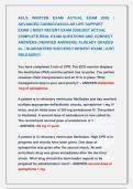 ACLS WRITTEN EXAM ACTUAL EXAM 2026 &vert; &NewLine;ADVANCED CARDIOVASCULAR LIFE SUPPORT  &NewLine;EXAM &vert;&vert; MOST RECENT EXAM 2026&vert;2027 ACTUAL &NewLine;COMPLETE REAL EXAM QUESTIONS AND CORRECT &NewLine;ANSWERS &lpar;VERIFIED ANSWERS&rpar; ALREADY GRADED &NewLine;A&plus; &vert; GUARANTEED SUCCESS&excl;&excl; NEWEST EXAM &vert; JUST 