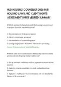 HUD HOUSING COUNSELOR 2026 FAIR&NewLine;HOUSING LAWS AND CLIENT RIGHTS&NewLine;ASSESSMENT PAPER VERIFIED SUMMARY&NewLine;
