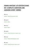 HUMAN ANATOMY 6TH EDITION EXAMS&NewLine;SET COMPLETE QUESTIONS AND&NewLine;ANSWERS EXPERT VERIFIED&NewLine;