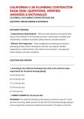 CALIFORNIA C-36 PLUMBING CONTRACTOR EXAM 2026 &vert; QUESTIONS&comma; VERIFIED ANSWERS & RATIONALES