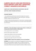 ALBERTA HEALTH CARE AIDE PROVINCIAL EXAM VERSION 2 2026&ndash;2027 &vert; QUESTIONS&comma; CORRECT ANSWERS & RATIONALES