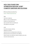 WGU C854 POWER FORM&NewLine;OPTIMIZATION PROPOSAL SCRIPT&NewLine;COMPLETE QUESTIONS AND SOLUTIONS