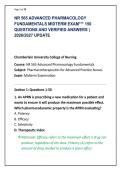 NR 565 ADVANCED PHARMACOLOGY &NewLine;FUNDAMENTALS MIDTERM EXAM&ast;&ast;&ast; 150 &NewLine;QUESTIONS AND VERIFIED ANSWERS &vert; &NewLine;2026&sol;2027 UPDATE