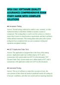 WGU C857 SOFTWARE QUALITY&NewLine;ASSURANCE COMPREHENSIVE EXAM&NewLine;STUDY GUIDE WITH COMPLETE&NewLine;SOLUTIONS