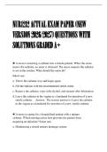 NUR1212 ACTUAL EXAM PAPER &lpar;NEW&NewLine;VERSION 2026&sol;2027&rpar; QUESTIONS WITH&NewLine;SOLUTIONS GRADED A&plus;