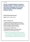 NUR 265&colon; ADVANCED MEDICAL-SURGICAL &NewLine;NURSING EXAMS 1-3 & FINAL EXAM &lpar;4 FULL &NewLine;SETS EACH CONTAINING 150 Q & A&rpar; 600 &NewLine;QUESTIONS AND VERIFIED ANSWERS &vert; &NewLine;2026&sol;2027 UPDATE