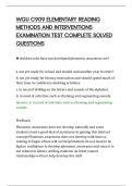 WGU C909 ELEMENTARY READING&NewLine;METHODS AND INTERVENTIONS&NewLine;EXAMINATION TEST COMPLETE SOLVED&NewLine;QUESTIONS