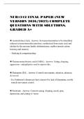 NUR1212 FINAL PAPER &lpar;NEW&NewLine;VERSION 2026&sol;2027&rpar; COMPLETE&NewLine;QUESTIONS WITH SOLUTIONS&period;&NewLine;GRADED A&plus;
