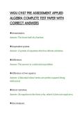 WGU C957 PRE ASSESSMENT APPLIED&NewLine;ALGEBRA COMPLETE TEST PAPER WITH&NewLine;CORRECT ANSWERS