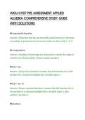 WGU C957 PRE ASSESSMENT APPLIED&NewLine;ALGEBRA COMPREHENSIVE STUDY GUIDE&NewLine;WITH SOLUTIONS