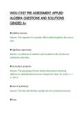 WGU C957 PRE ASSESSMENT APPLIED&NewLine;ALGEBRA QUESTIONS AND SOLUTIONS&NewLine;GRADED A&plus;&NewLine;