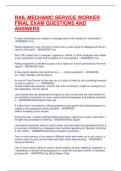 RAIL MECHANIC SERVICE WORKER FINAL EXAM QUESTIONS AND ANSWERS