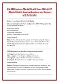 RN ATI Capstone Mental Health Exam 2026&sol;2027 &ndash; Mental Health Nursing Questions and Answers &NewLine;with Rationales 