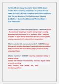 Certified Brain Injury Specialist Exam &lpar;CBIS&rpar; Exam &NewLine;Guide - Part I covering chapters 1-11 &vert;&vert; Most Recent &NewLine;Exam 2026&vert;2027 Actual Complete Real Exam Questions &NewLine;And Correct Answers &lpar;Verified Answers&rpar; Already &NewLine;Graded A&plus; &vert; Guaranteed Success&excl; Newest Exam &vert;