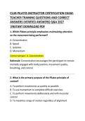 CLUB PILATES INSTRUCTOR CERTIFICATION EXAM &ndash; Questions and Correct Answers &vert; Comprehensive Study Guide