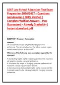LSAT Law School Admission Test Exam Preparation 2026&sol;2027 &ndash; Questions and Answers &vert; 100&percnt; Verified &vert; Complete Verified Answers &ndash; Pass Guaranteed &ndash; Already Graded A&plus;&vert; Instant download pdf